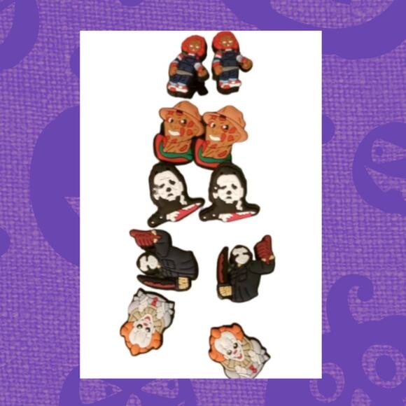 10 Piece Halloween Horror Movie Shoe charms - Picture 1 of 5